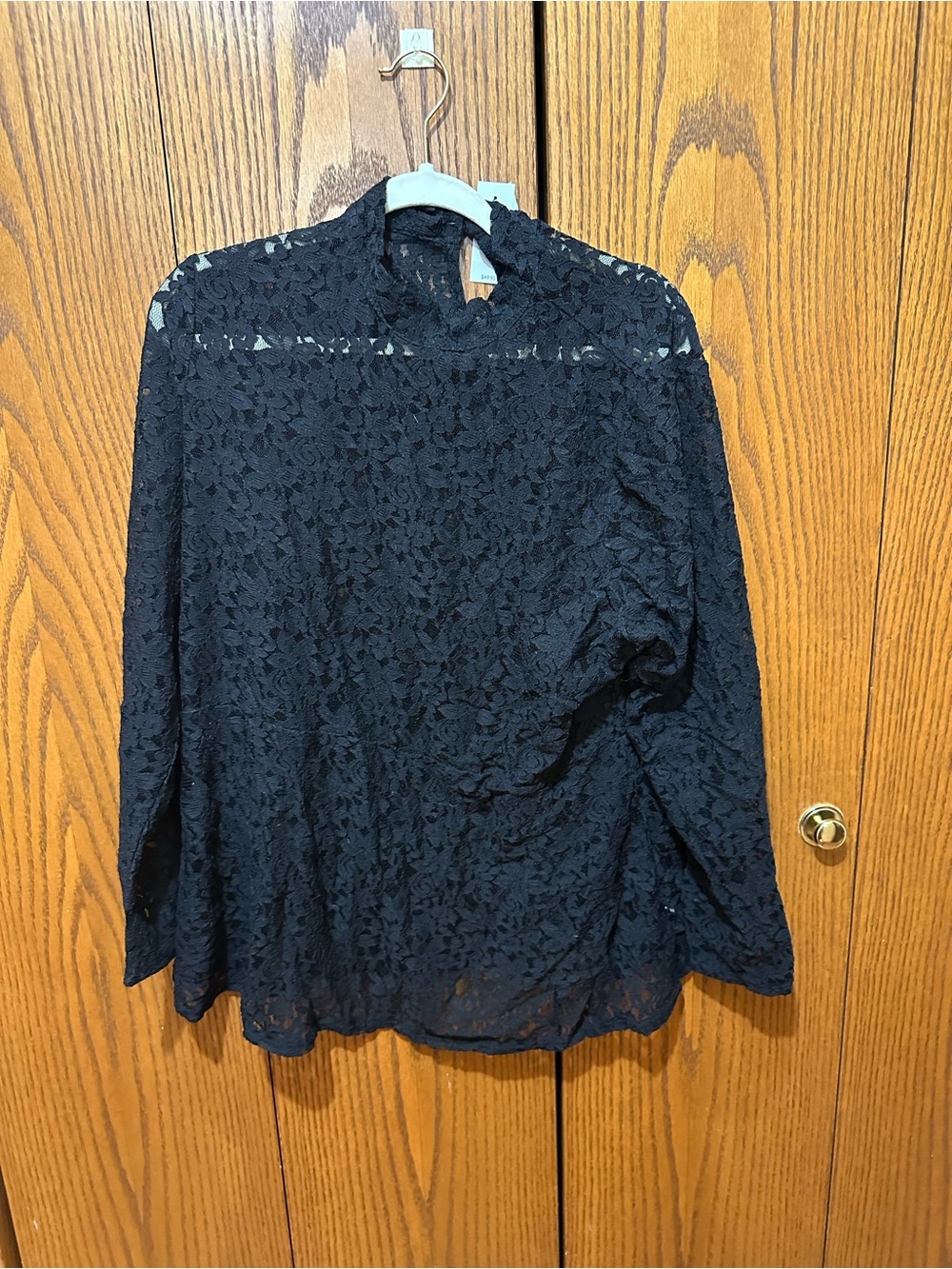 Lane Bryant Women's Black Lace Long-Sleeve Top